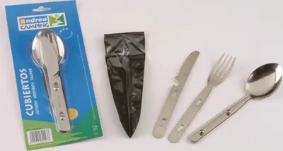 Zdjęcie produktu dla Sztućce podróżne ze stali nierdzewnej łyżka, widelec i nóż 17,5 cm