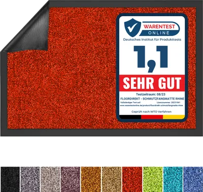 Produktbild von Schmutzfangmatte Rhine waschbare & leistungsstarke Fußmatte Red 60x90 cm