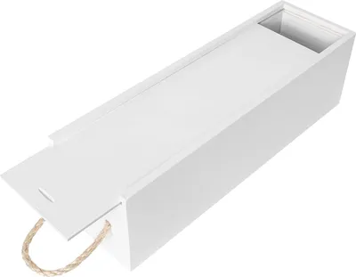 Produktbild von Creative Deco Weiße Weinkiste Holzkiste aus Natürliches Kiefern-Holz | Wein-Box 1 Flasche mit Schiebedeckel Tragekordel | 35,5 x 10,5 x 10,5 cm | Perfekt für Lagerung Dekoration oder als Geschenk