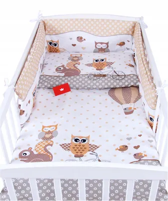 Produktbild von BabyLux 3-teiliges Baumwoll-Kinderbettwäsche Set Beige Eulen