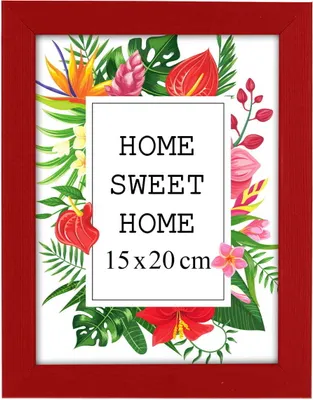 Produktbild von MG Design Bilderrahmen 15 x 20 cm - Farbe Rot, aus Holz, mit Acrylglas - zum vertikalen oder horizontalen Aufhängen/Aufstellen, für Fotos