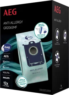 Produktbild von AEG GR206SMF 12 s-bag Anti-Allergy Staubsaugerbeutel + 1 Allergie-Plus S-Filter (für VX4-9)