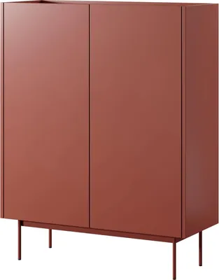 Produktbild von Kommode Lumo 97 cm Zweitürig in Ceramic Rot mit Metallbeinen – modernes Highlight für Wohn- und Schlafzimmer