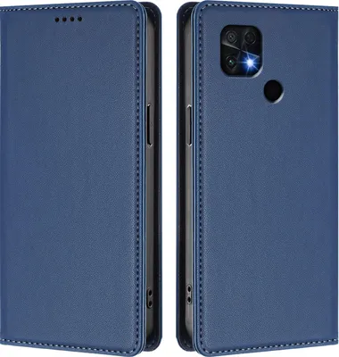 Obrázek produktu pro Kožené pouzdro pro Xiaomi Poco C40/Redmi 10C, magnetické flipové pouzdro zPolyuretankůže se stojánkem Tmavě modrá