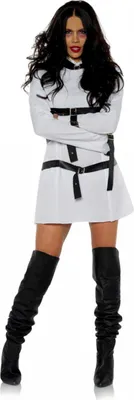 Produktbild von Schwarz-weißes Zwangsjacken Damenkostüm für Halloween & Fasching Größe: XS