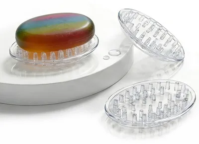 Image de Lot de 3 porte-savons avec égouttoir, pour salle de bain et cuisine, en plastique souple