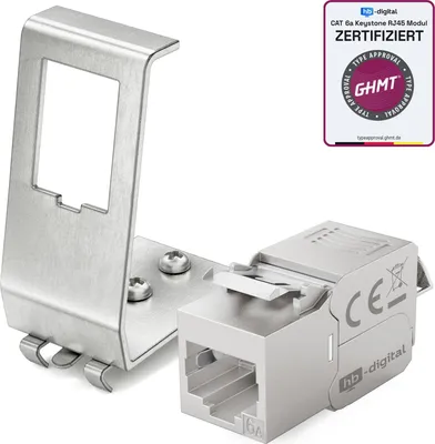 Produktbild von hb-digital 1-Port Hutschienenadapter mit CAT.6a Keystone Modul RJ45