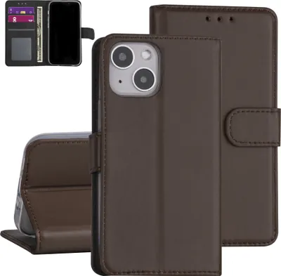 Image de étui de type livre pour iPhone 13 Mini - Marron - Porte-cartes - Fermeture magnétique