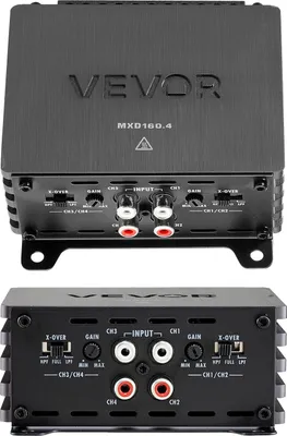 Obrázok produktu pre VEVOR 4-kanálový automobilový zosilňovač, koncový zosilňovač triedy D, prepojiteľný, max. 4 x 110 W pri 4 ohmoch / 4 x 160 W pri 2 ohmoch, vysokovýkonný zosilňovač pre SUV, pickupy, terénne vozidlá, viackanálový audio zosilňovač