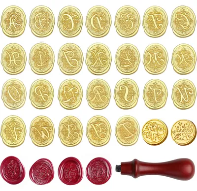 26-teiliges Buchstaben-Siegelstempel-Set mit Initialen