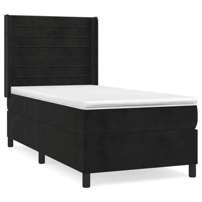 Image de vidaXL Lit boxspring avec matelas noir 100x200 cm velours