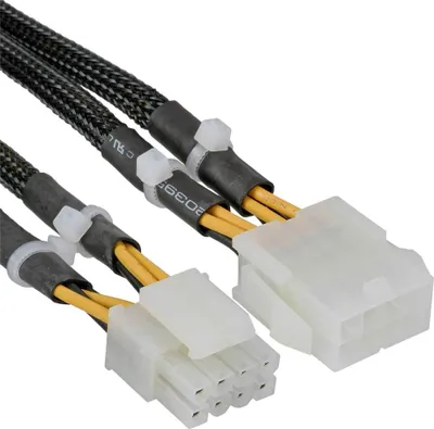 Image de InLine® 26630A Strom Verlängerung intern, 2x4pol Stecker zu 8pol Buchse, Mainboard, 0,3m