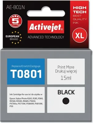 Obrázok produktu pre Activejet Náhradný atrament pre Epson T0801 15 ml čierny