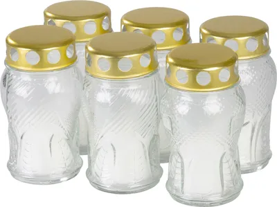 Productafbeelding van Graflicht Grave, helder glas, hartje, goudkleurig, 16 h, 50 g, 12 cm - Set van 6 stuks