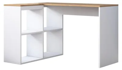 Image de CALICOSY - Bureau d'angleReproduction chêne et blanc L120 cm - CASSIE