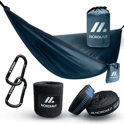Imagen del producto de Hamaca para exteriores ultraligera con kit de sujeción, capacidad de carga de 225 kg