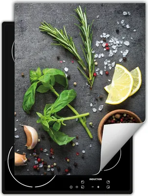 Produktbild von DarHaus Herdabdeckplatte Einteilig Küche Abdeckplatte für Glaskeramikfeld Abdeckung Induktionskochfeld Aufrollbare Matte 40x52 cm, schiefer - Kräuter
