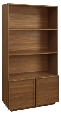 Produktbild von sweeek - Regal Bücherregal Holzlook 2 Türen 5 Ebenen - Nussbaumfarben