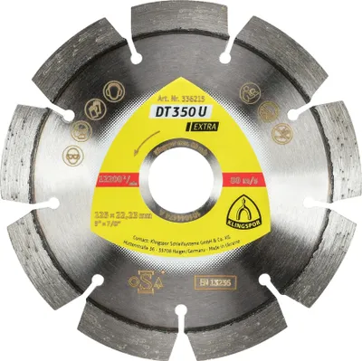 Produktbild von Klingspor DT 350 U Diamanttrennscheiben, 125 x 2,4 x 22,23 mm 9 Segmente 33 x 2,4 x 10 mm, Standardverzahnung