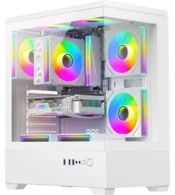Produktbild von Darkflash C365 Midi-Tower-PC-Gehäuse in Weiß mit 5 Lüftern