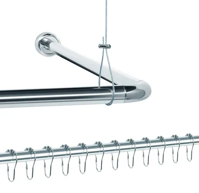 Imagen del producto de Omgoods - Juego universal de barras para cortinas de ducha, con soportes y anillos