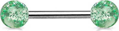 Produktbild von viva-adorno Barbell Piercing Stab Zungenpiercing Chirurgenstahl Glitter Glitzer Kugeln Kunststoff verschiedene Farben Z311,Grün