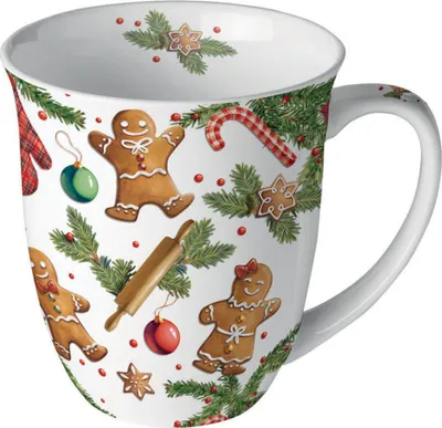 Produktbild von Tasse 10cm Porzellan 0,4L mit Lebkuchenplätzchen Motiv