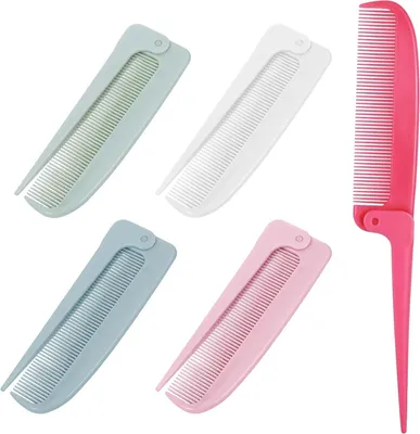 Image de Mini brosse à cheveux pliable Set de peignes pour la coiffure, 5 pièces