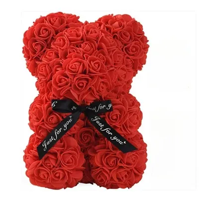Image de Ours fleur rouge Ours rose l Ours artificiel romantique Décoration cadeau roses artificielles Teddy idée cadeau amour Saint-Valentin