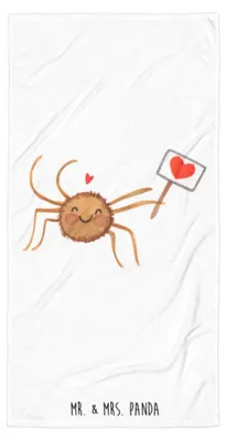 Produktbild von Mr. & Mrs. Panda Handtuch Spinne Agathe Motivation - Weiß - Geschenk, Glück, Vertrauen, Frottee-Handtuch, Großes Badehandtuch, Dankeschön, Reisehandtuch, Strandtuch