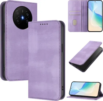 Obrázek produktu pro Pouzdro pro Huawei Mate 70 air, vintage kožené pouzdro s RFID ochranou, přihrádkami na karty, stojánkem Fialový