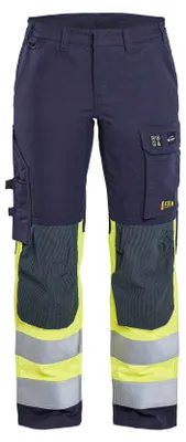 Produktbild von Blakläder Damen Multinorm Arbeitshose Inhärent mit Stretch 7187, Farbe:Marineblau/ High Vis Gelb, Größe:D22