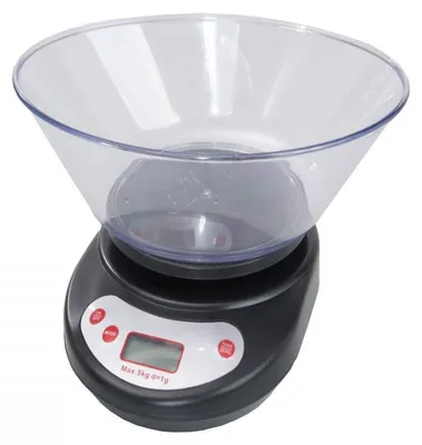 Obrázek produktu pro Kuchyňská váha s miskou Rosberg R51651B, do 5 kg, LCD displej, černá