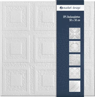 Produktbild von Deckenplatten aus Styropor EPS - Deckenpaneele leicht & robust im modernen Design - (38 Sparpaket KONTRAST 50x50cm) Verkleidung Deckenplatten Decke weiß