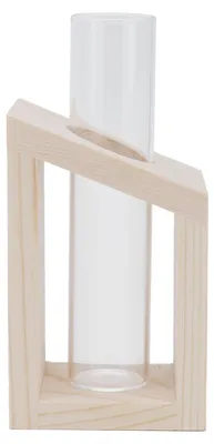 Produktbild von Röhrenglasvase für Hydrokultur mit Holzständer, Desktop-Pflanzenbehälter