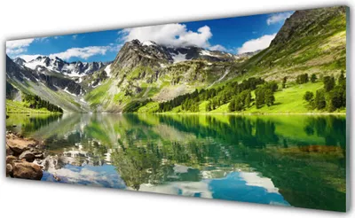 Produktbild von Glasbilder 125x50 Wandbild Druck auf Glas Berg See Landschaft