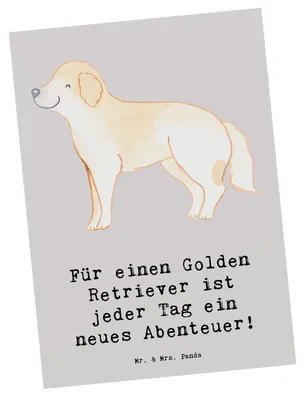 Produktbild von Mr. & Mrs. Panda Postkarte Golden Retriever Abenteuer - Grau Pastell - Geschenk, liebevoller Hund, Postkarten, Ansichtskarte, Therapiebegleiter, Grußkarte, Hunderasse