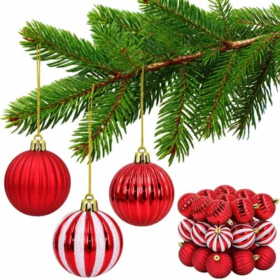 Zdjęcie produktu dla Bombki choinkowe Mica Decorations, zestaw 27 sztuk, plastik, czerwono-białe, średnica 6 cm