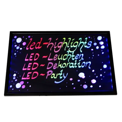 Produktbild von Deko Leuchtschild Reklame Tafel 60 x 40 cm mit Fernbedienung und 8 Neon Stifte Leuchttafel Werbeschild Bunt Beschreibbar Leuchtreklame Kundenstopper