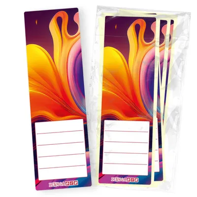 Produktbild von itenga 10er Set Ordneretiketten mit Motiv Farbklekse Farbenfroh - breit 6x19cm