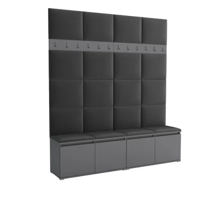 Produktbild von Garderobe LUTON 2 ANTHRACITE 16 – Farbe Anthrazit, moderner Schrank 40x200x213 cm, funktionale Lösung für den Flur, Garderobeschrank, Flurmöbel