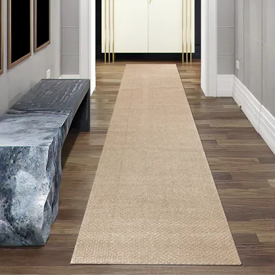 Produktbild von Minimalistischer Wohnzimmerteppich in moderner Schlingenoptik in beige Größe - 80 x 300 cm