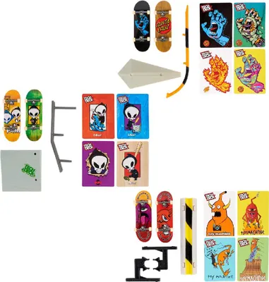 Produktbild von Tech Deck VS. Series - Fingerboard 2er-Set mit Hindernis, Trickkarten und Zubehör (Zufallsauswahl - Sortierung mit verschiedenen Produkten), Griffbrett-Set, 6 Jahr(e)