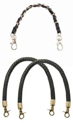 Handschlaufen-Set, 2 PU-Schultergurte + 1 Legierungskette, schwarz, 30 cm