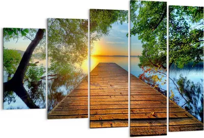 Produktbild von Bild auf Leinwand - Leinwandbild - Brücke See - 150x100cm - Wand Bild - Wanddeko - Wandbilder - Leinwanddruck - Bilder - Kunstdruck - Wanddekoration - Leinwand bilder - Wandkunst - EG150x100-3528