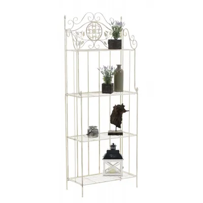 Produktbild von CLP Pflanzenregal Metall klappbar Flora, Blumenregal 4 Ebenen, Standregal antik-creme