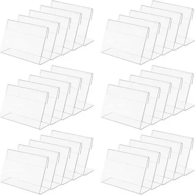 Obrázek produktu pro Akrylové držáky na vizitky a cenovky – 9 x 6 cm – ideální pro obchody, kanceláře, restaurace a školy – sada 30 kusů