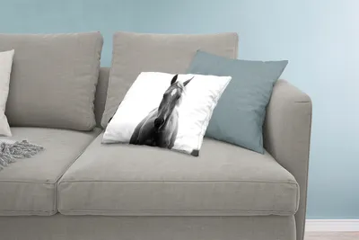 Produktbild von MuchoWow® Zierkissen Sofakissen Wohnzimmer Dekokissen 60x40 cm Pferd - Schwarz - Weiß - Porträt - Kopfkissen - Polster mit Foto