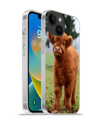 Produktbild von MuchoWow® Handyhülle Schutzhülle Hülle für Apple iPhone 14 - Softcase Scottish Highlander - Kalb - Gras Silikon Softcase Handy Hülle - Mobiltelefonhülle