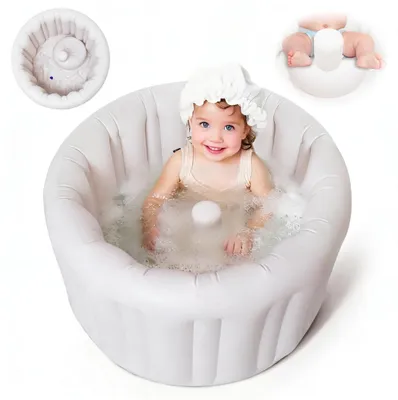 Produktbild von Omgoods – Aufblasbare Babybadewanne mit dickem Kissen für erhöhte Sicherheit
